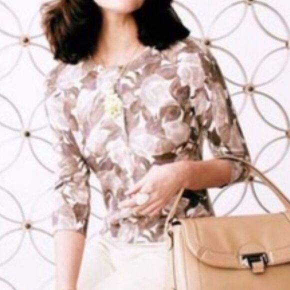 Banana Republic Mad Men Rose Button Up Cardigan Oxide Grey Neutrals Women Medium - Picture 2 of 13